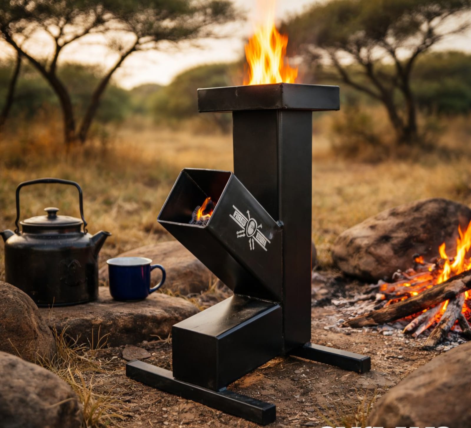 Fired Iron Rocket Stove 3"